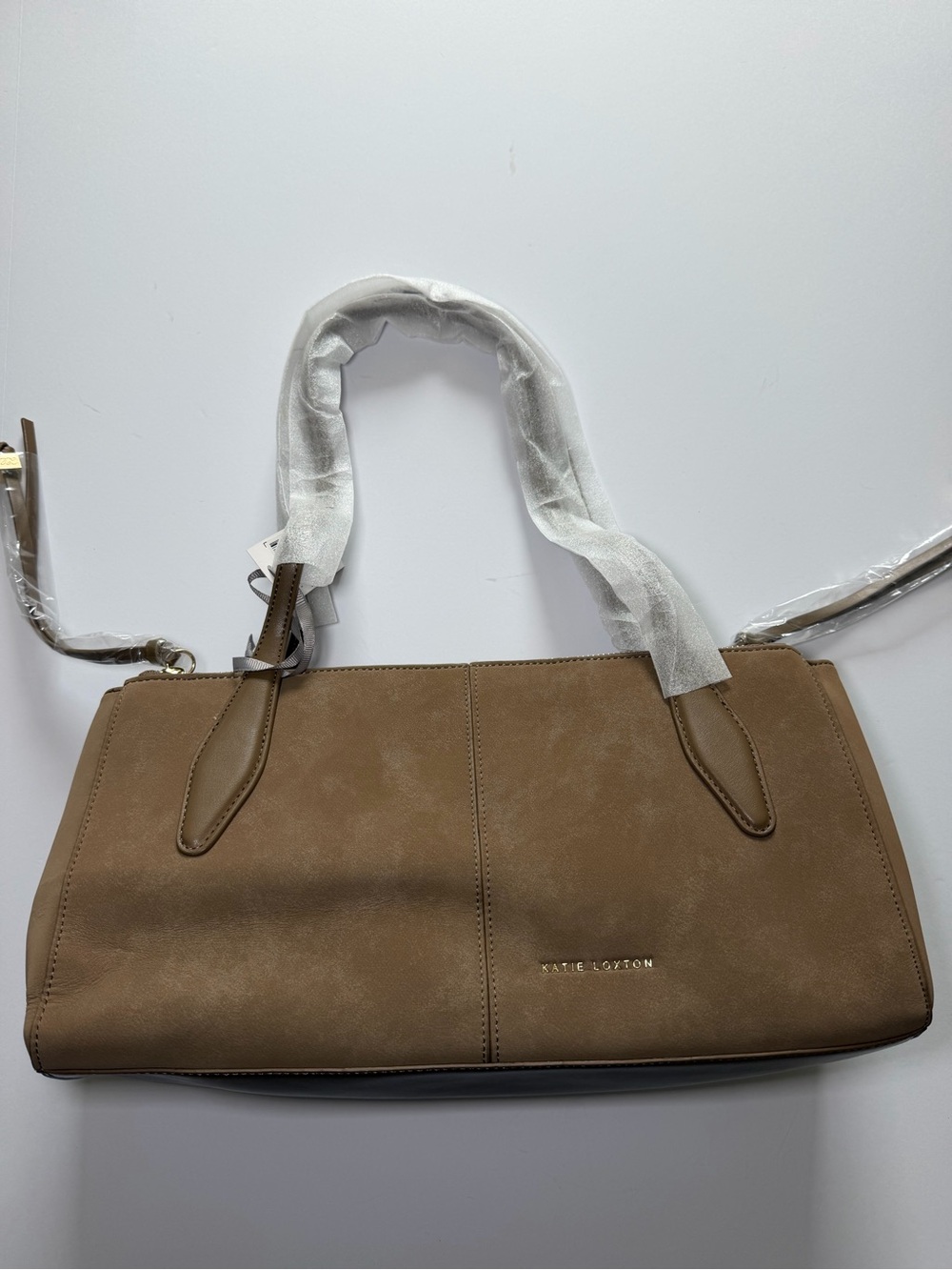 Katie Loxton Tan Shoulder Bag With Double Zip Pockets